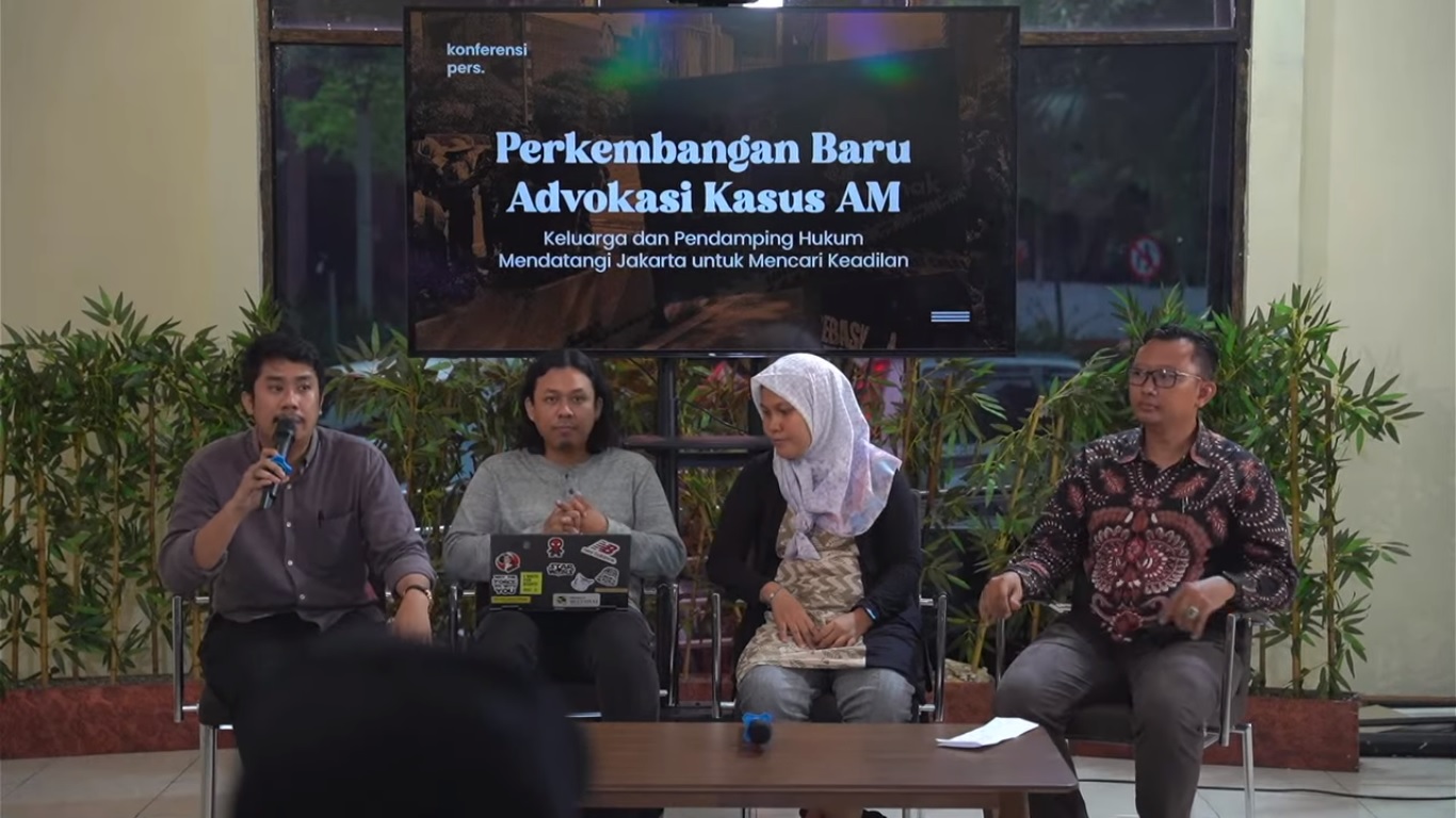 Konferensi pers perkembangan advokasi kasus AM pada 2 Juli 2024. Foto tangkapan Layar youtube Yayasan LBH Indonesia