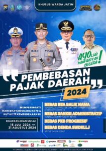 Pemerintah Provinsi Jawa Timur (Pemprov Jatim), bekerja sama dengan Polda Jatim, mengumumkan program pembebasan pajak kendaraan bermotor yang menjadi kabar baik bagi warga Jawa Timur. Foto: ig humaspoldajatim