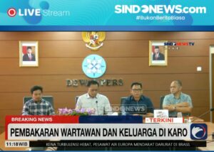 Rilis Dewan Pers soal perkembangan pembakaran wartawan dan keluarga di Karo, di Gedung Dewan Pers Selasa 2 Juli 2024. Tampak tangkapan layar dari Sindonews.com.