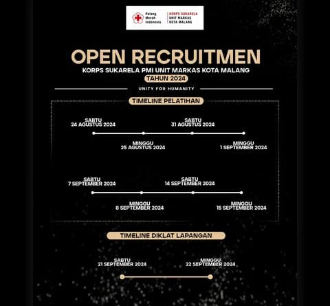Jadwal recruitment anggota KSR PMI Kota Malang. Tampak tangkapan layar dari instagram pmimalangkota