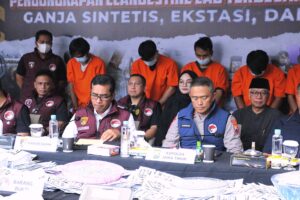 Konferensi pers pengungkapan pabrik narkoba sintesisi di Kota Malang pada 3 Juli 2024