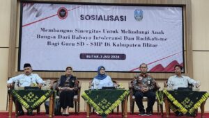 Sosialiasi "Membangun Sinergitas untuk Melindungi Anak Bangsa dari Bahaya Intoleransi dan Radikalisme oleh Guru SD-SMP di Kabupaten Blitar" pada 3 Juli 2024