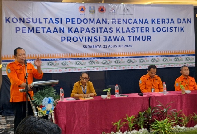 BPBD Jawa Timur (BPBD Jatim) bersama Program Siap Siaga mengadakan forum Konsultasi Pedoman, Rencana Kerja, dan Pemetaan Kapasitas Klaster Logistik Provinsi Jawa Timur pada Kamis, (22/8), di Southern Hotel, Surabaya.
