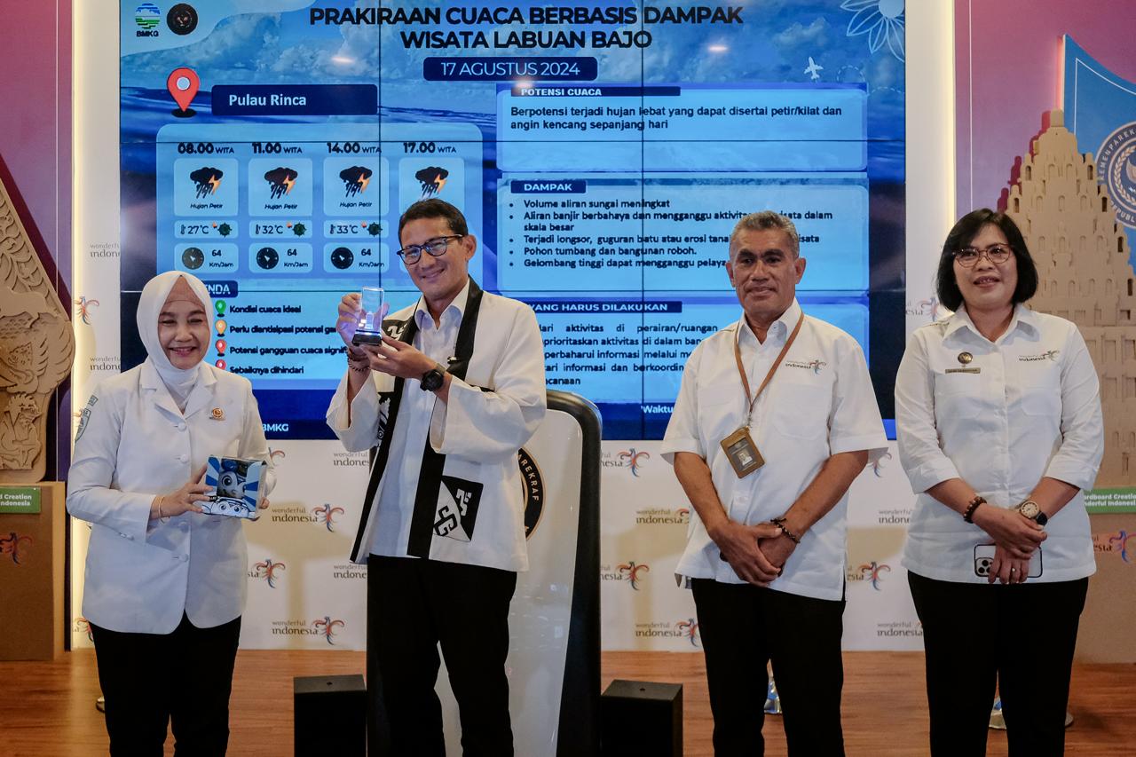 Menteri Pariwisata dan Ekonomi Kreatif, Sandiaga Salahuddin Uno, secara resmi meluncurkan Sistem Informasi Prakiraan Cuaca Berbasis Dampak.