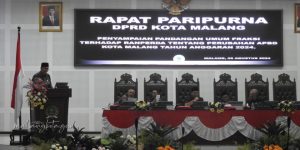DPRD Kota Malang menggelar Rapat Paripurna, Rabu (7/8/2024), untuk membahas Rancangan Peraturan Daerah (Ranperda) tentang Perubahan Anggaran Pendapatan dan Belanja Daerah (APBD) Kota Malang Tahun Anggaran 2024. Foto: Pemkot Malang