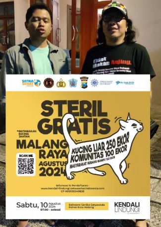 Polresta Malang Kota berkolaborasi dengan Tim Animal Defenders Indonesia untuk pertama kalinya di Indonesia menggelar sterilisasi massal bagi 500 kucing piaraan non-ras.