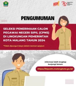 Pemerintah Kota Malang telah mengumumkan alokasi formasi untuk seleksi Calon Pegawai Negeri Sipil (CPNS) tahun 2024.