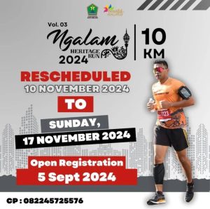 Pemerintah Kota Malang melalui Dinas Kepemudaan, Olahraga, dan Pariwisata (Disporapar) kembali menggelar event tahunan ‘Ngalam Heritage Run 2024 Vol. 3’ pada 17 November 2024.