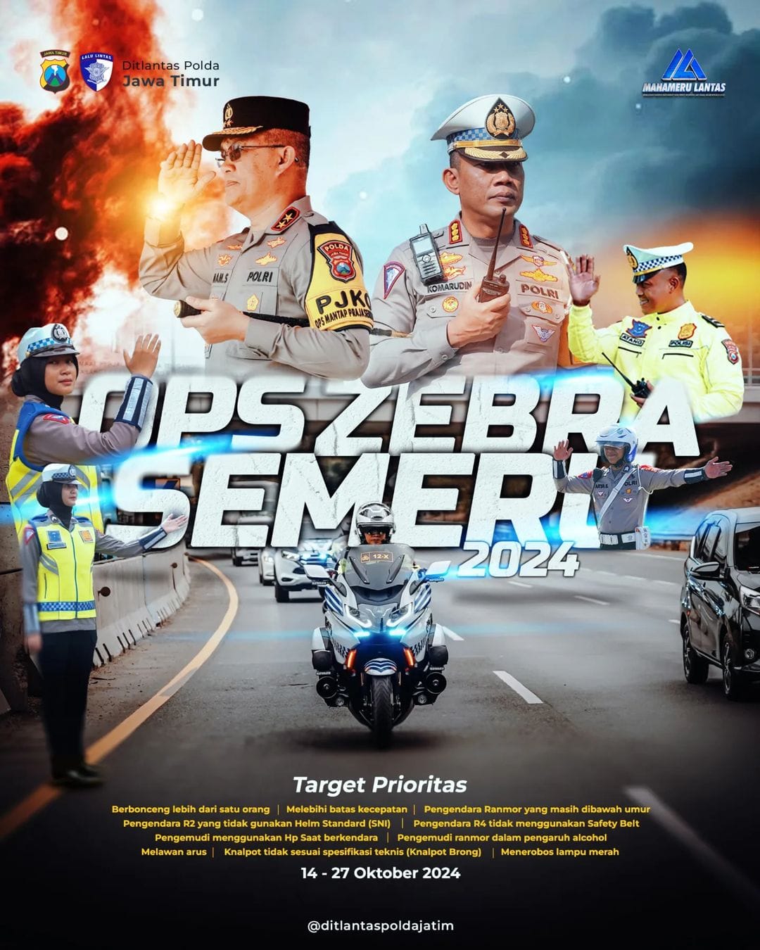 Kepolisian Resor (Polres) Malang, di bawah naungan Polda Jawa Timur, resmi menggelar apel pasukan Operasi Zebra Semeru 2024, Senin (14/10), di halaman Mapolres Malang