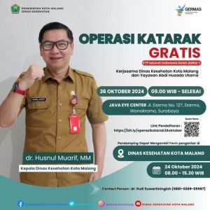 , Dinas Kesehatan Kota Malang berkolaborasi dengan Yayasan Abdi Husada Utama menggelar kegiatan Operasi Katarak Gratis.